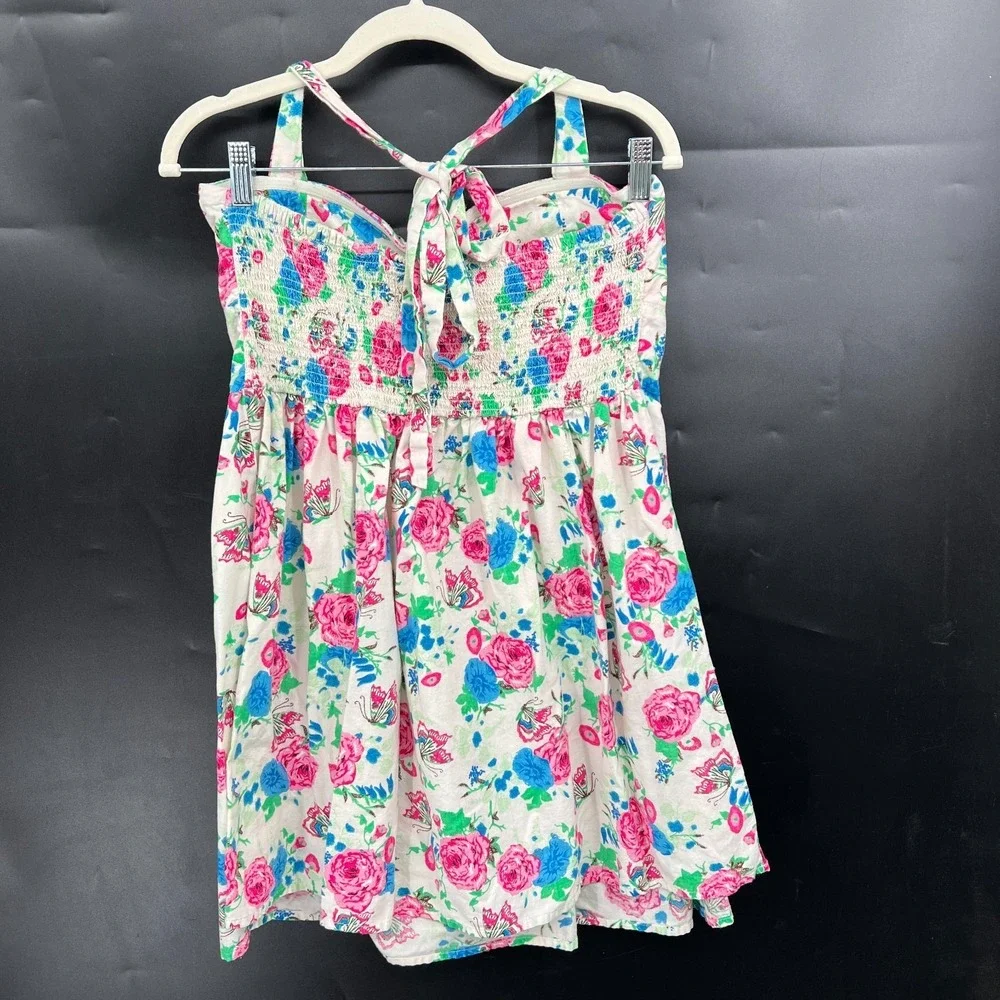 retro y2k 90s halter bra free fit & flare mini dress cottagecore XL - Picture 6 of 11